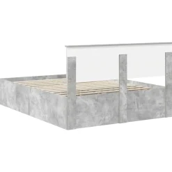 vidaXL Estructura de cama con cabecera Gris Concreto 150 x 200 cm Gris hormig&oacute;n Outlet