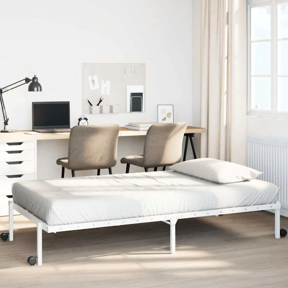 vidaXL Estructura de cama sin colchón plegable acero 75x190 cm Blanco Best