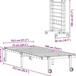 vidaXL Estructura de cama sin colchón plegable acero 75x190 cm Blanco Best