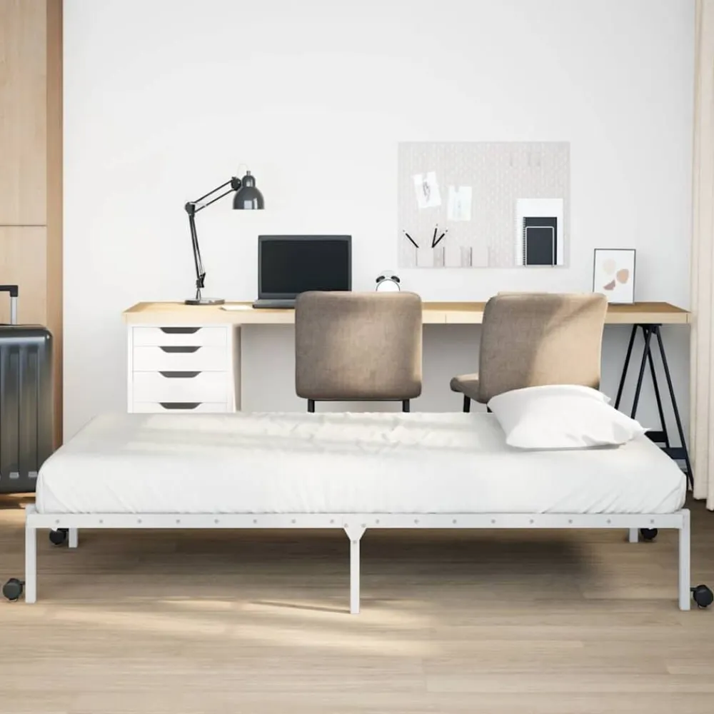 vidaXL Estructura de cama sin colchón plegable acero 75x190 cm Blanco Best