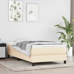 vidaXL Estructura de cama con somier tela 80x200 cm Crema Discount