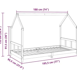 Niños vidaXL Mobiliario Para Bebés Y Niños Pequeños-Estructura de cama infantil madera de pino marrón cera 90x190cm