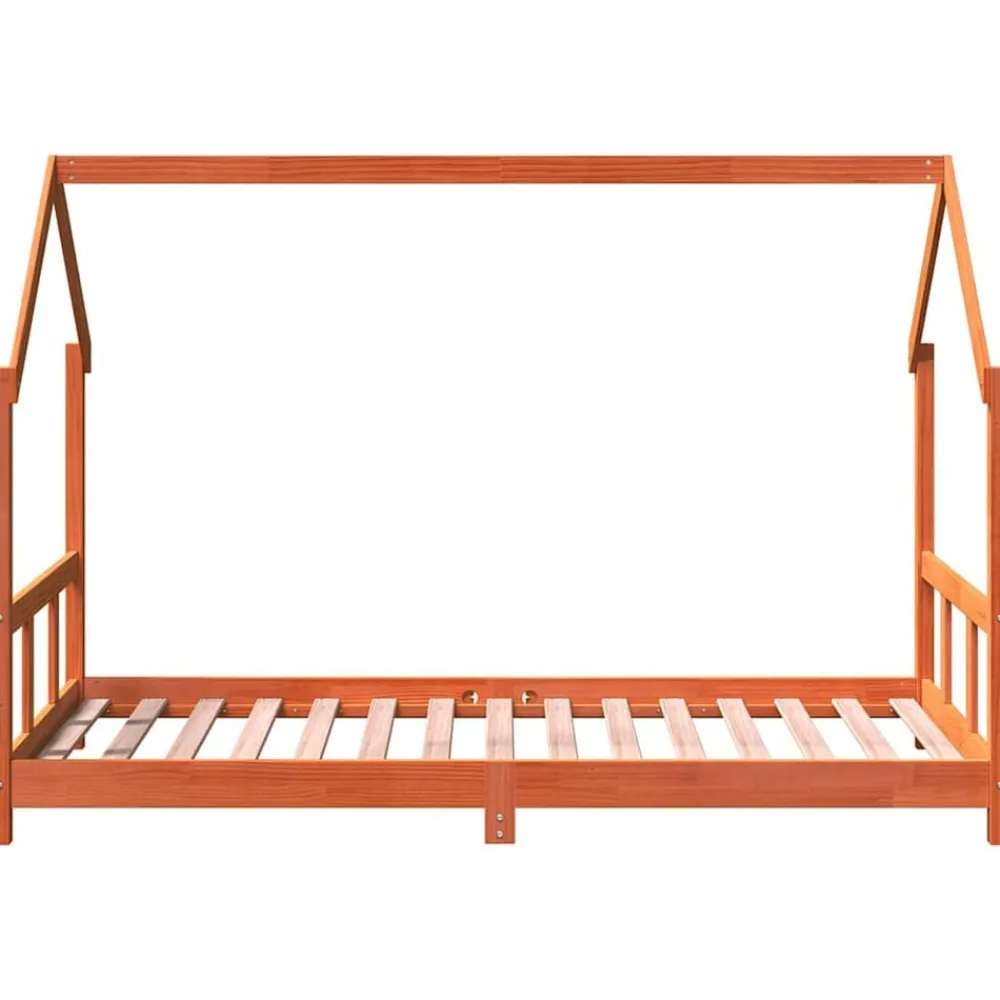 Niños vidaXL Mobiliario Para Bebés Y Niños Pequeños-Estructura de cama infantil madera de pino marrón cera 90x190cm