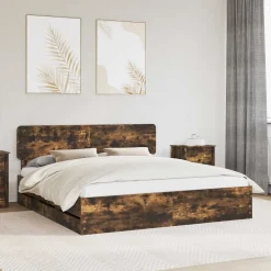 vidaXL Estructura de cama con cajón 200 x 200 cm Roble ahumado Best