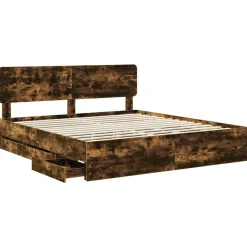 vidaXL Estructura de cama con cajón 200 x 200 cm Roble ahumado Best