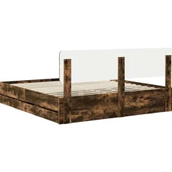 vidaXL Estructura de cama con cajón 200 x 200 cm Roble ahumado Best