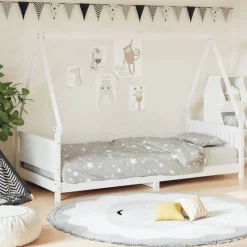vidaXL Estructura de cama para niños madera de pino 90x200 cm Blanco Best