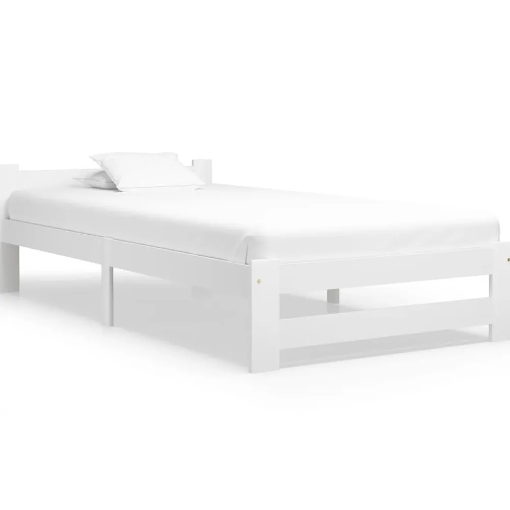 vidaXL Estructura de cama sin colchón madera de pino 90x200 cm Blanco New