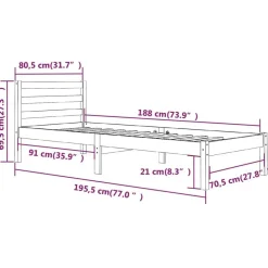 vidaXL Camas Y Accesorios-Estructura de cama individual sin colchón 75x190 cm