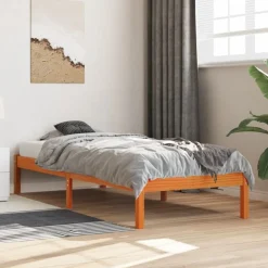 vidaXL Camas Y Accesorios-Estructura de cama sin colchón madera maciza marrón 75x190 cm