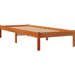 vidaXL Camas Y Accesorios-Estructura de cama sin colchón madera maciza marrón 75x190 cm