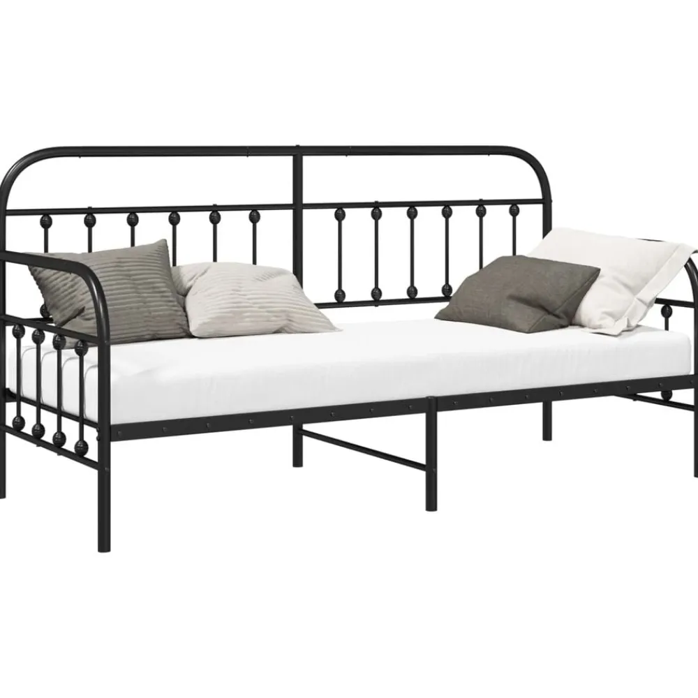 vidaXL Estructura de cama de día 75 x 190 cm Negro Discount