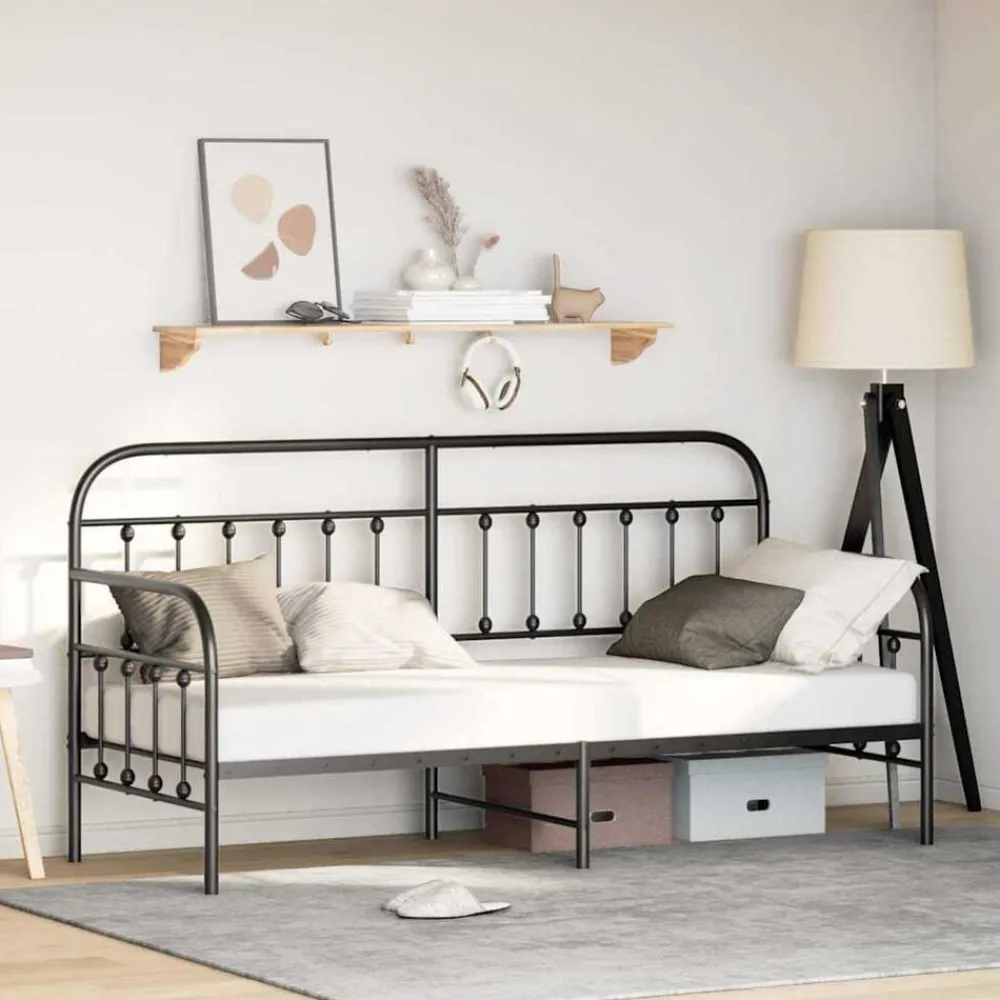 vidaXL Estructura de cama de día 75 x 190 cm Negro Discount