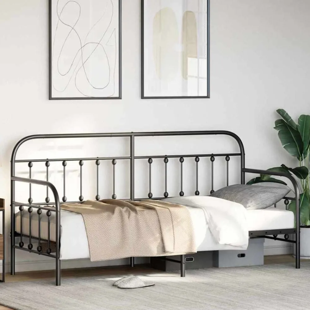 vidaXL Estructura de cama de día 75 x 190 cm Negro Discount