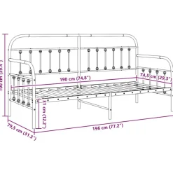 vidaXL Estructura de cama de día 75 x 190 cm Negro Discount