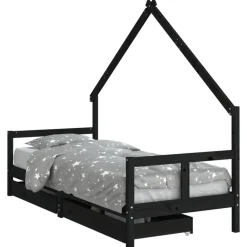 Niños vidaXL Mobiliario Para Bebés Y Niños Pequeños-Estructura de cama niños con cajones madera pino 80x200cm