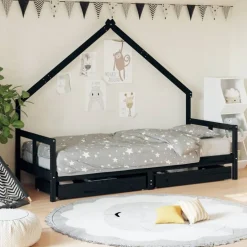 Niños vidaXL Mobiliario Para Bebés Y Niños Pequeños-Estructura de cama niños con cajones madera pino 80x200cm