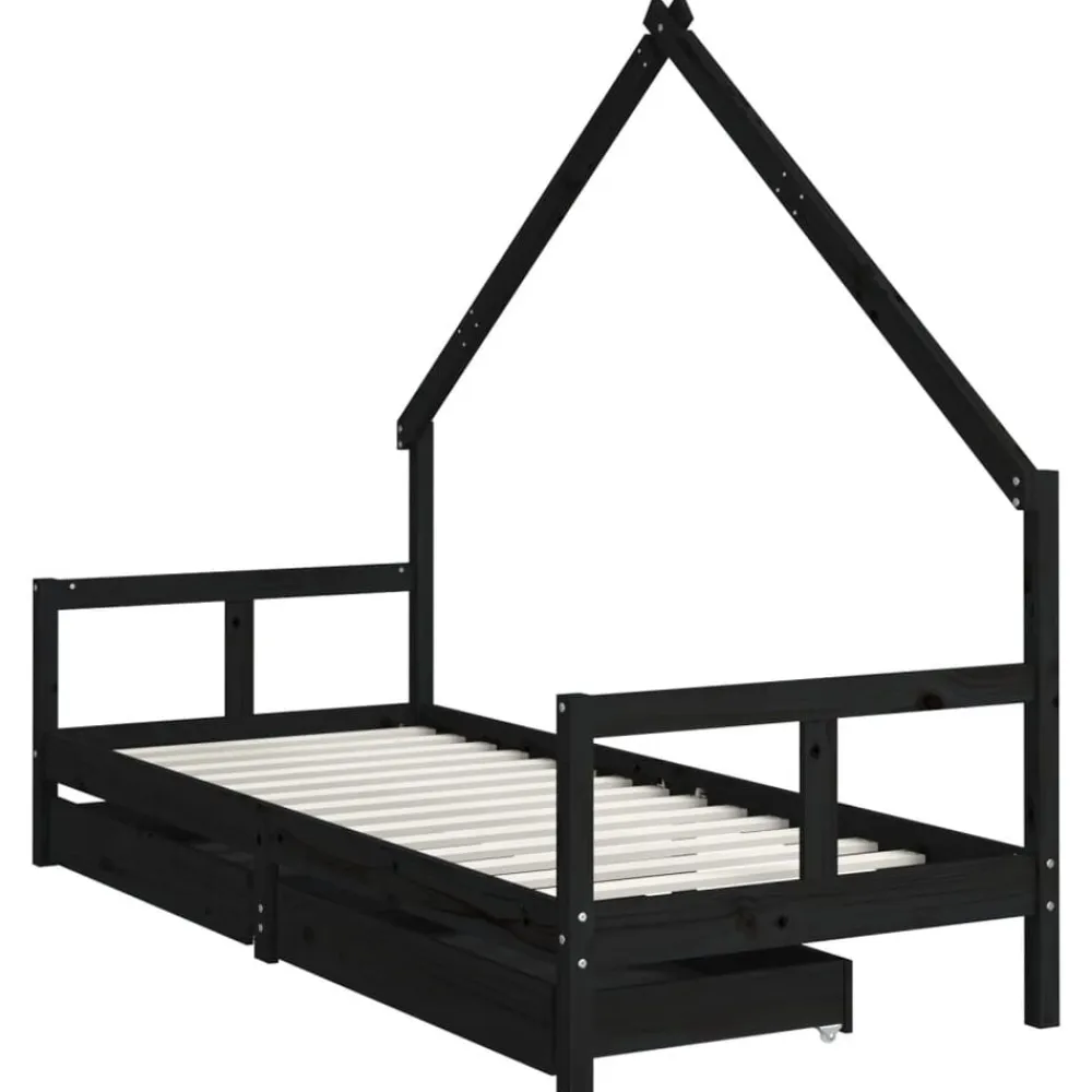 Niños vidaXL Mobiliario Para Bebés Y Niños Pequeños-Estructura de cama niños con cajones madera pino 80x200cm