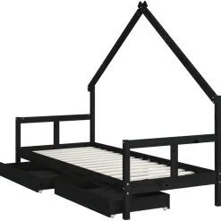 Niños vidaXL Mobiliario Para Bebés Y Niños Pequeños-Estructura de cama niños con cajones madera pino 80x200cm