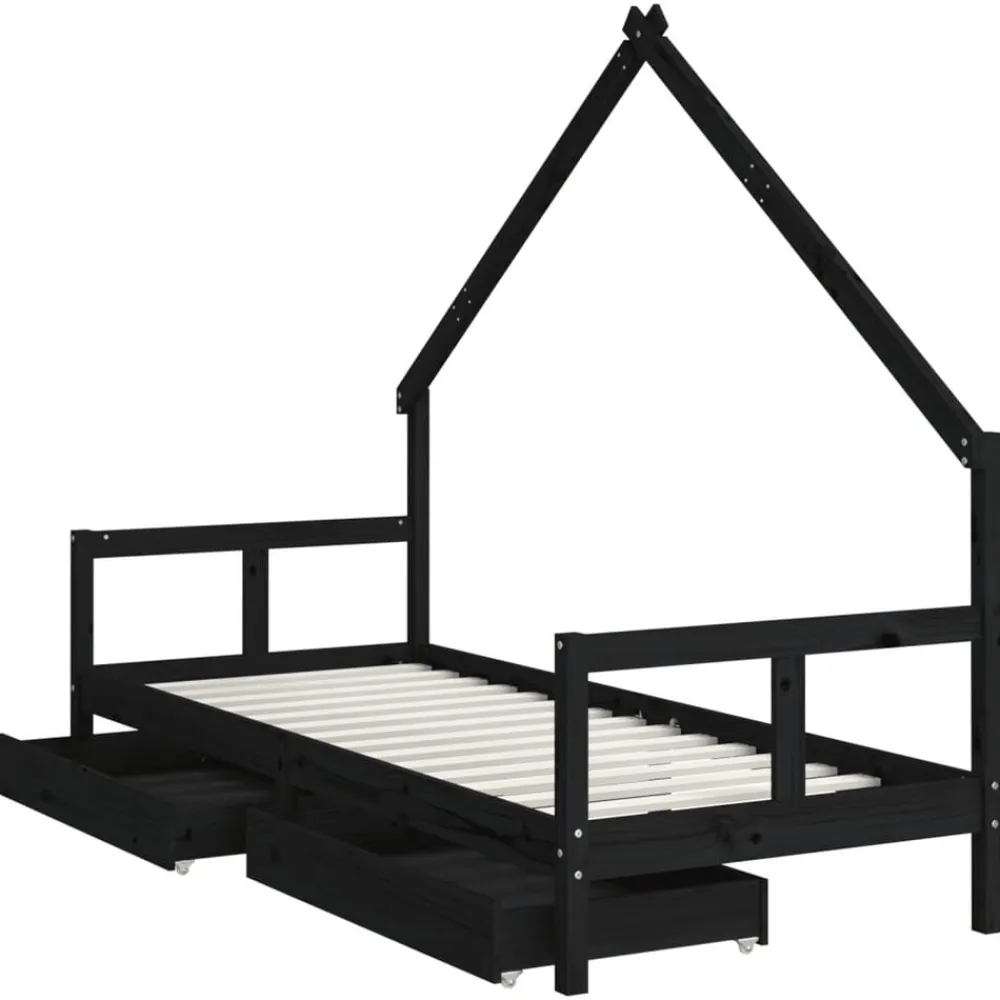 Niños vidaXL Mobiliario Para Bebés Y Niños Pequeños-Estructura de cama niños con cajones madera pino 80x200cm