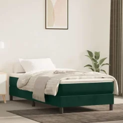 vidaXL Estructura de cama con somier terciopelo 80x200cm Verde oscuro Clearance