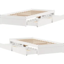 vidaXL Camas Y Accesorios-Estructura de cama sin colchón madera maciza blanca 75x190 cm