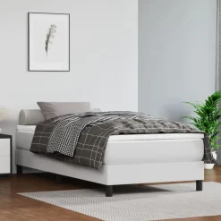 vidaXL Estructura de cama con somier cuero sintético 80x200 cm Blanco Hot