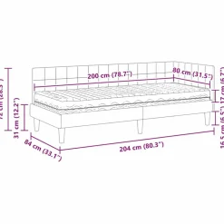 vidaXL Estructura de Cama Esquina con Colchón 2 pcs Gris Terciopelo Rosa Clearance