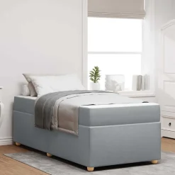 vidaXL Estructura de cama con colchón 80 x 200 cm tela Gris claro Sale