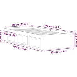 vidaXL Camas Y Accesorios-Estructura de cama blanca 90x200 cm