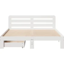 vidaXL Camas Y Accesorios-Estructura de cama sin colchón madera de pino blanca 140x200 cm