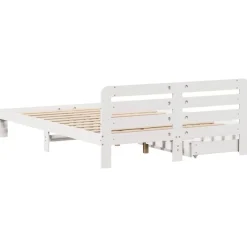 vidaXL Camas Y Accesorios-Estructura de cama sin colchón madera de pino blanca 140x200 cm