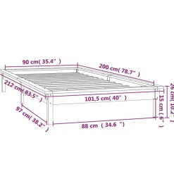 vidaXL Camas Y Accesorios-Estructura de cama LED sin colchón madera maciza 90x200 cm