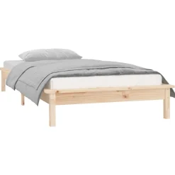 vidaXL Camas Y Accesorios-Estructura de cama LED sin colchón madera maciza 90x200 cm