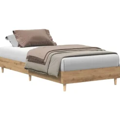 vidaXL Camas Y Accesorios-Estructura de cama sin colchón roble artesanal 100x200 cm