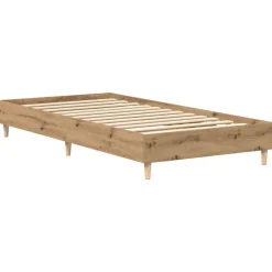 vidaXL Camas Y Accesorios-Estructura de cama sin colchón roble artesanal 100x200 cm