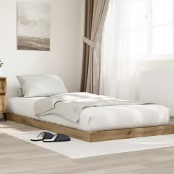 vidaXL Camas Y Accesorios-Estructura de Cama de Suelo Roble artesanal 75 x 190 cm