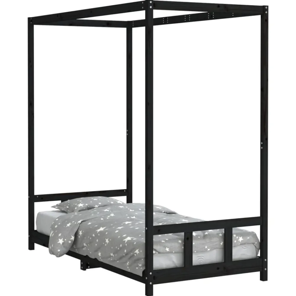 vidaXL Estructura de cama para niños madera de pino 90x190 cm Negro New