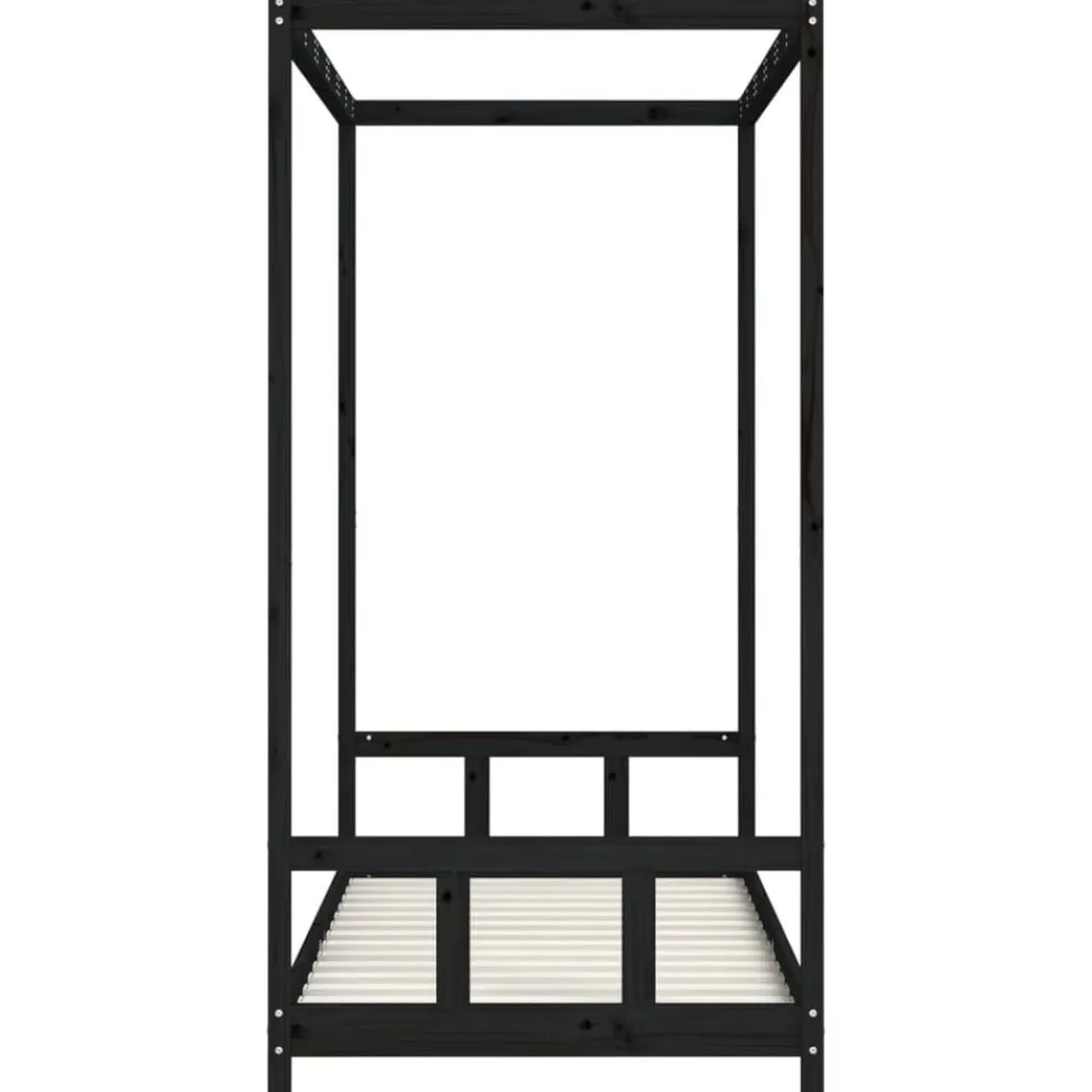 vidaXL Estructura de cama para niños madera de pino 90x190 cm Negro New
