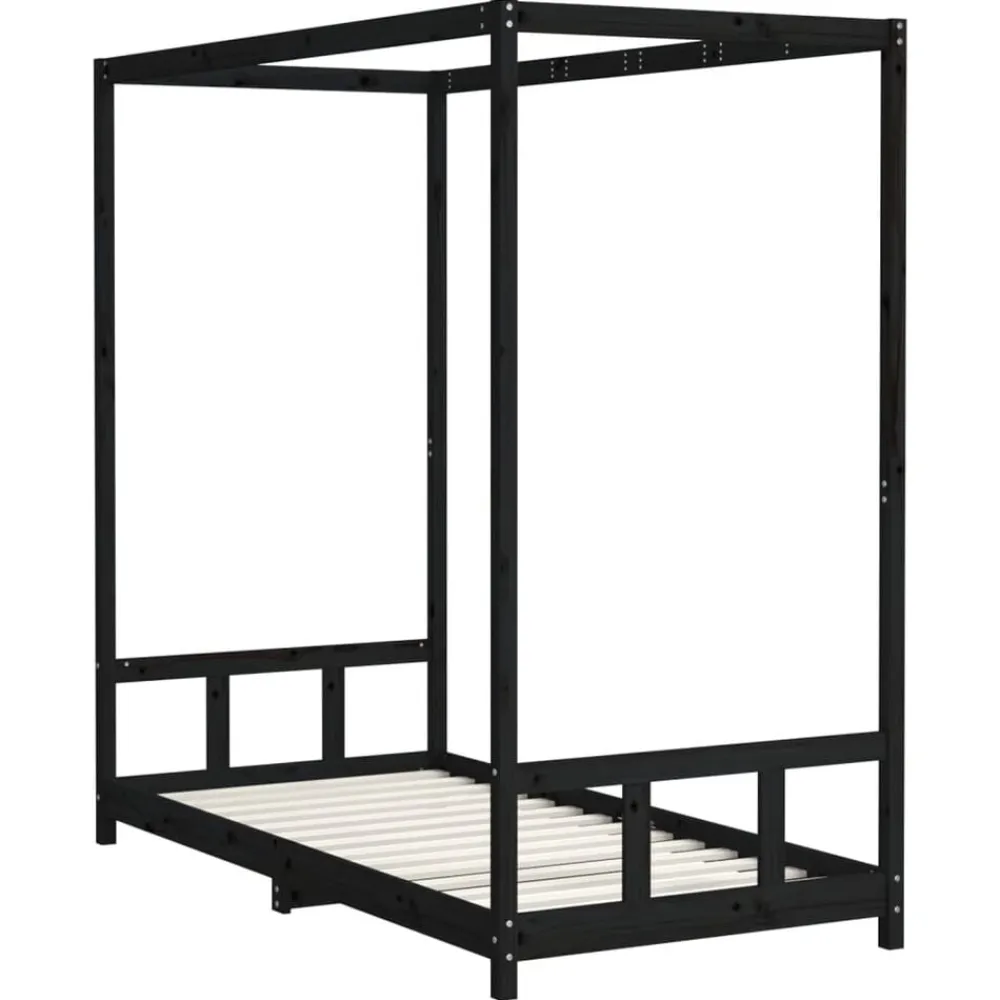 vidaXL Estructura de cama para niños madera de pino 90x190 cm Negro New