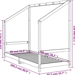 Niños vidaXL Mobiliario Para Bebés Y Niños Pequeños-Estructura de cama para niños madera de pino 80x200 cm