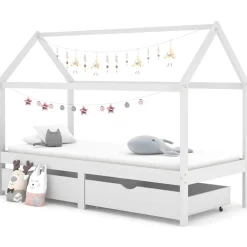 Niños vidaXL Mobiliario Para Bebés Y Niños Pequeños-Estructura de cama infantil cajones madera pino 90x200cm
