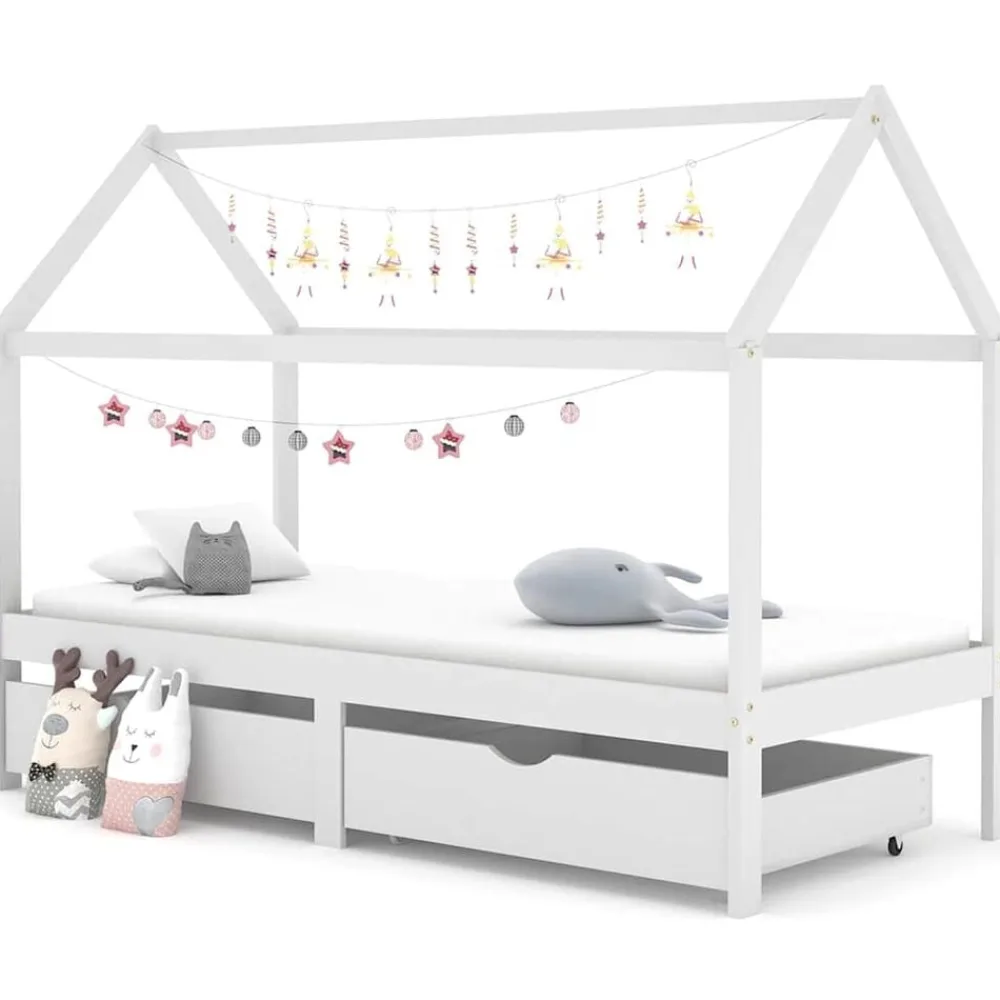 Niños vidaXL Mobiliario Para Bebés Y Niños Pequeños-Estructura de cama infantil cajones madera pino 90x200cm