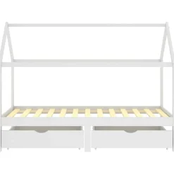 Niños vidaXL Mobiliario Para Bebés Y Niños Pequeños-Estructura de cama infantil cajones madera pino 90x200cm