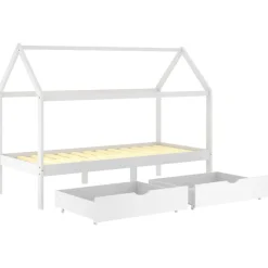 Niños vidaXL Mobiliario Para Bebés Y Niños Pequeños-Estructura de cama infantil cajones madera pino 90x200cm