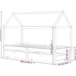 Niños vidaXL Mobiliario Para Bebés Y Niños Pequeños-Estructura de cama infantil cajones madera pino 90x200cm