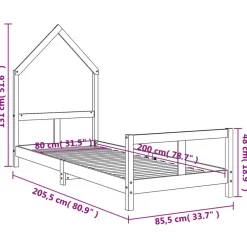 vidaXL Estructura de cama para niños madera maciza de pino 80x200 cm Natural Sale