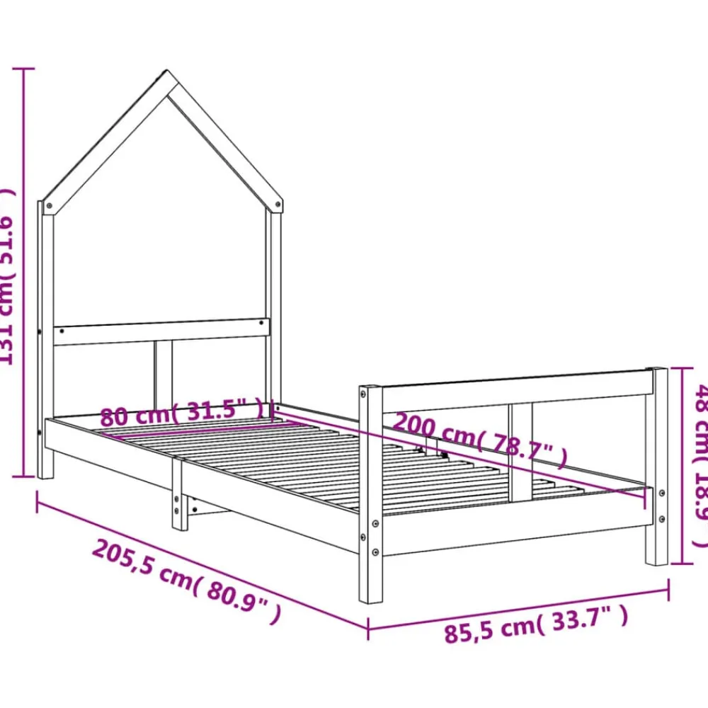 vidaXL Estructura de cama para niños madera maciza de pino 80x200 cm Natural Sale