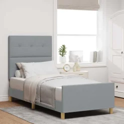 vidaXL Estructura de cama con cabecera 80 x 200 cm tela Gris claro Online