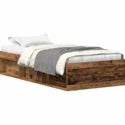 vidaXL Camas Y Accesorios-Estructura de cama sin colchón madera de ingeniería envejecida